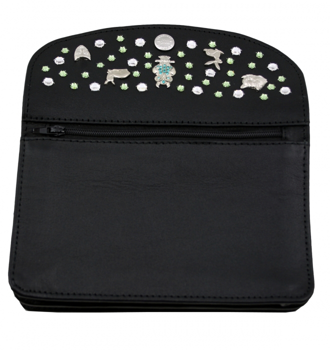 WESTERN-SPEICHER Große Geld Börse Portemonnaie Leder Strass Swarovski Elements Hanna17