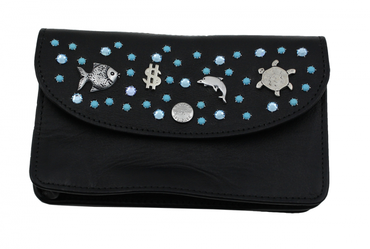 WESTERN-SPEICHER Große Geld Börse Portemonnaie Leder Strass Swarovski Elements Hanna20