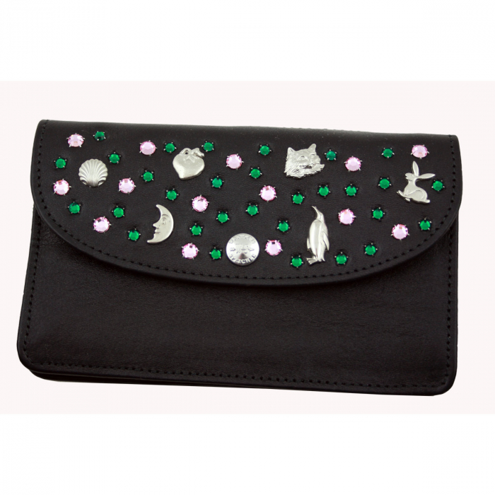 WESTERN-SPEICHER Große Geld Börse Portemonnaie Leder Strass Swarovski Elements Hanna 154