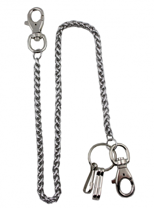Lange Schlüsselkette Biker Börsen Kette Metallflechtung