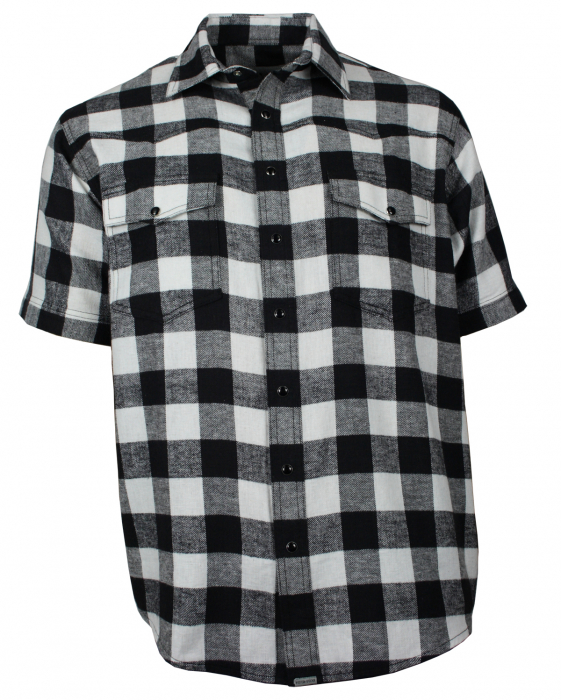 Freizeithemd Herren Flanell Hemd Kurzarm Baumwolle schwarz/weiß B-Ware!! S bis 4XL