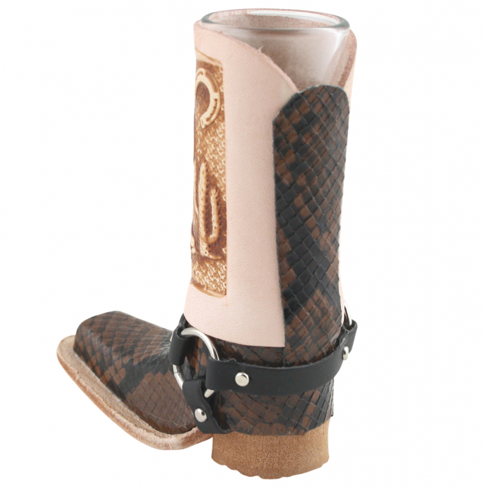Schnapsglas im Cowboy Stiefel aus Leder – Handarbeit Mexico –Western GL16