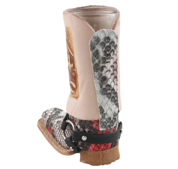 Schnapsglas im Cowboy Stiefel aus Leder – Handarbeit Mexico –Western GL18