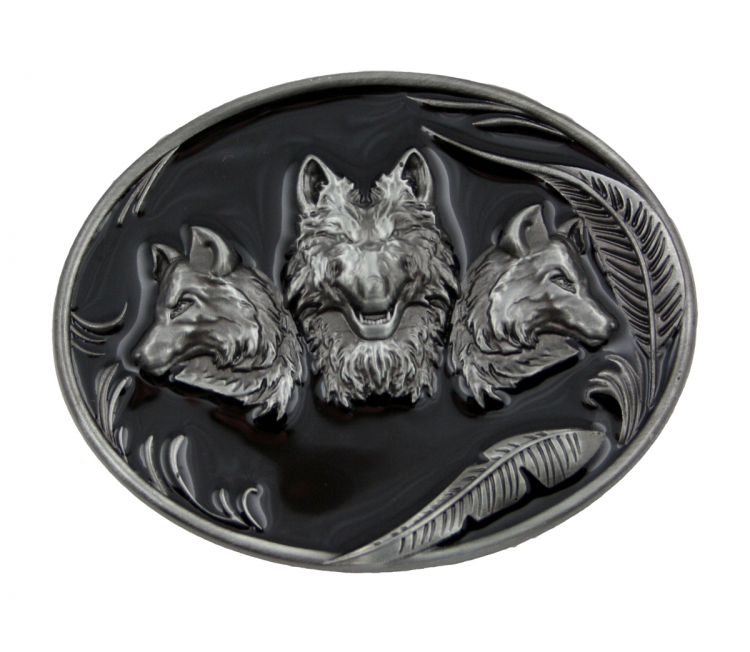 Gürtelschnalle Wolf aus Zinn – Buckle für Gürtel bis 4 cm GS12