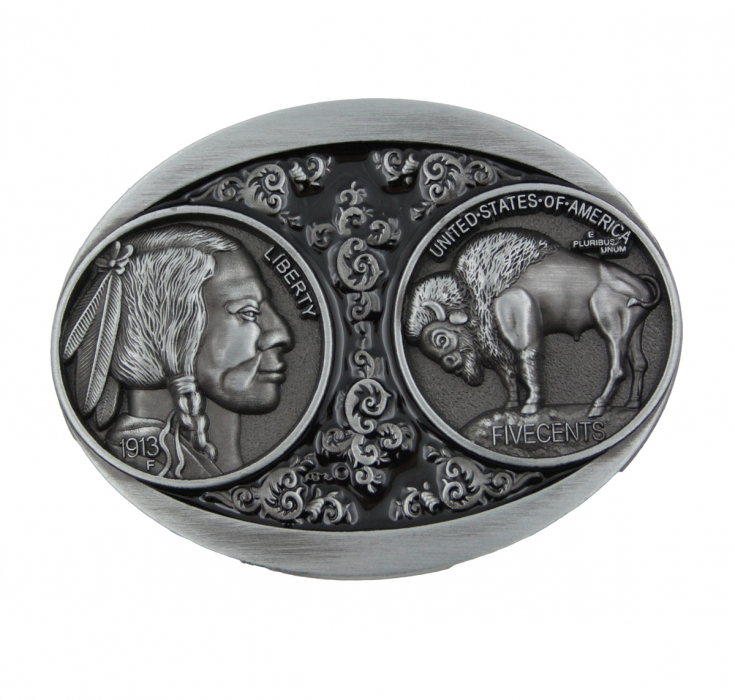 Gürtelschnalle Indianer aus Zinn – Buckle für Gürtel bis 4 cm GS16