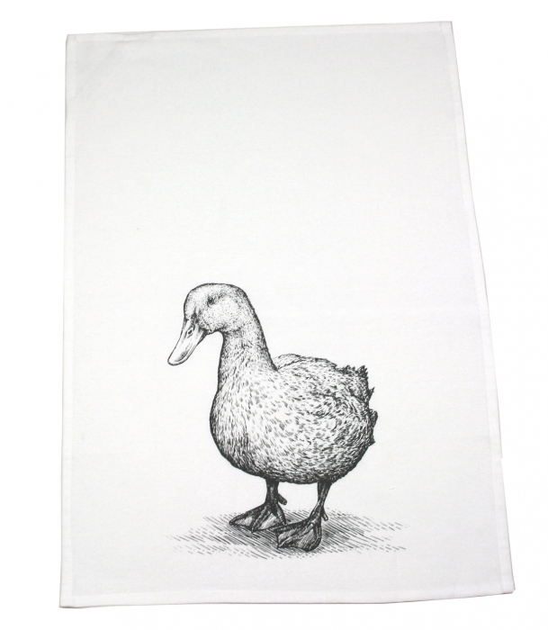 Geschirrtuch Küchentuch weiß "Motiv Ente" 50cm x 70cm 100%Baumwolle