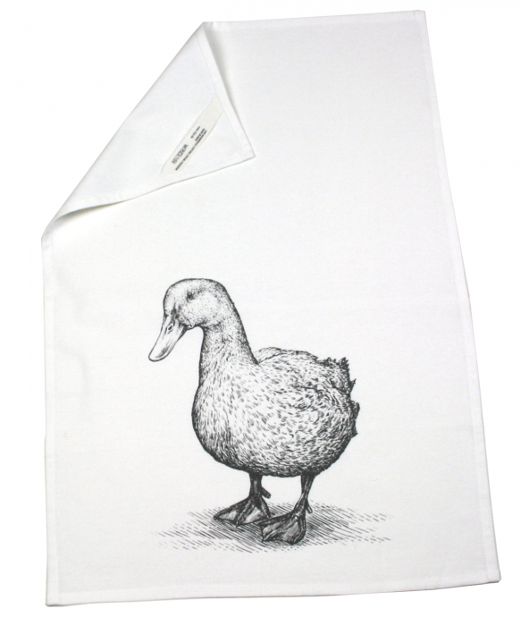 Geschirrtuch Küchentuch weiß "Motiv Ente" 50cm x 70cm 100%Baumwolle