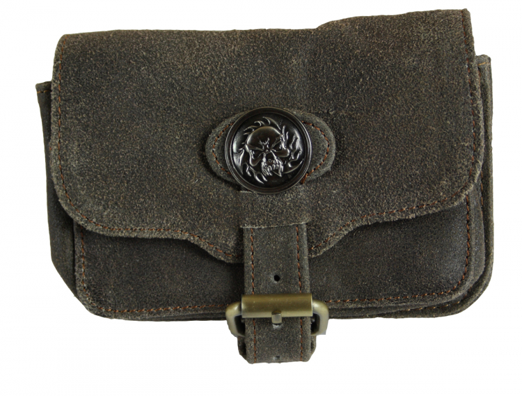 Festival Tasche Gürteltasche Hüfttasche Geldbörse WS04 Totenkopf Braun Leder Antik