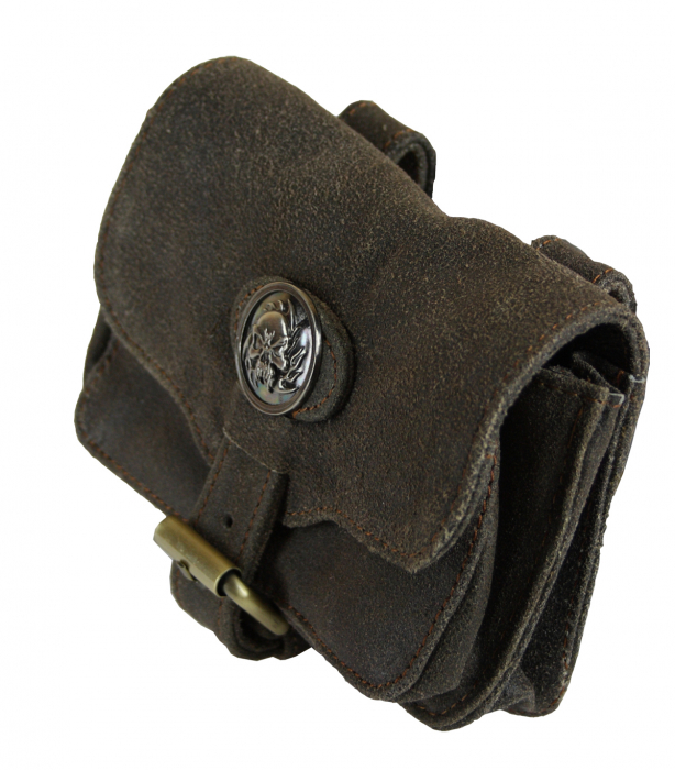 Festival Tasche Gürteltasche Hüfttasche Geldbörse WS04 Totenkopf Braun Leder Antik