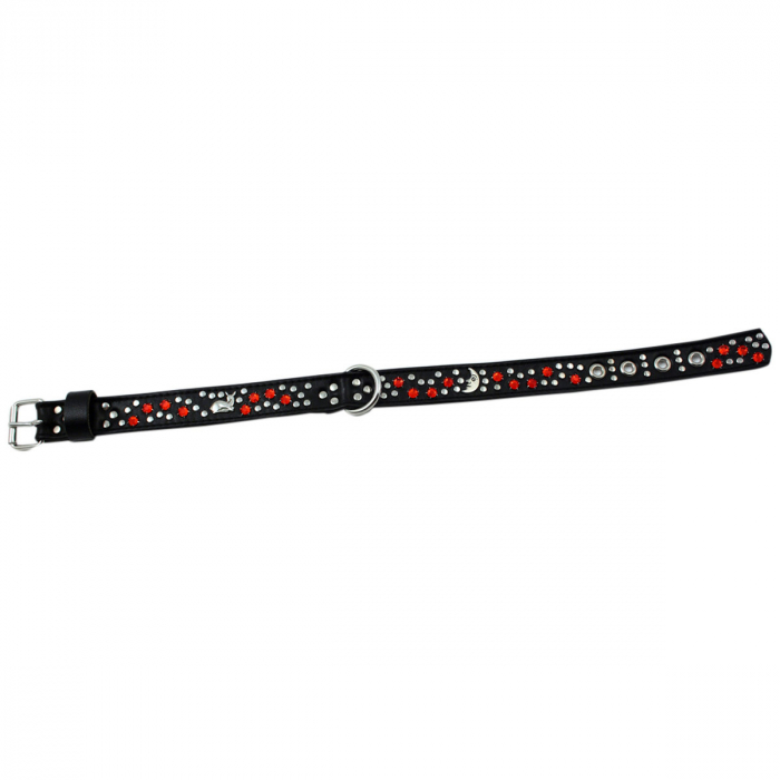Hundehalsband Leder Strass Swarovski-Elements M/H012