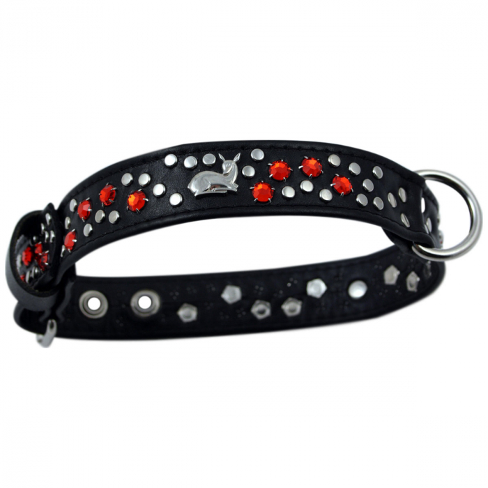 Hundehalsband Leder Strass Swarovski-Elements M/H012