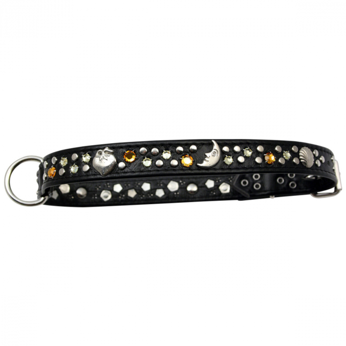 Hundehalsband Leder Strass Swarovski-Elements L/H018