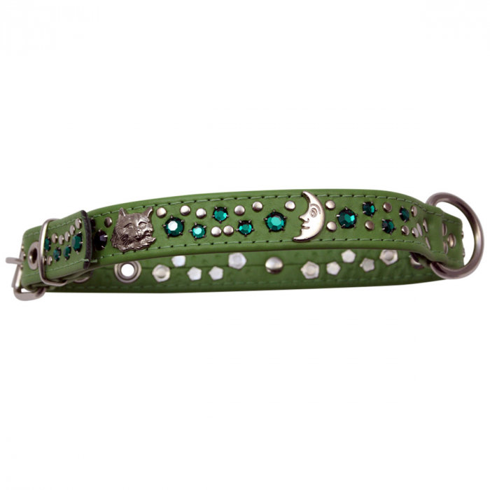 Hundehalsband Leder Strass Swarovski-Elements M/H021