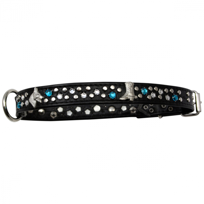 Hundehalsband Leder Strass Swarovski-Elements L/H023