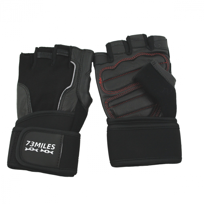 73MILES Leder Kraftsporthandschuhe Fitness Sport Bodybuilding Handschuhe Fingerlos S-XXL  G14
