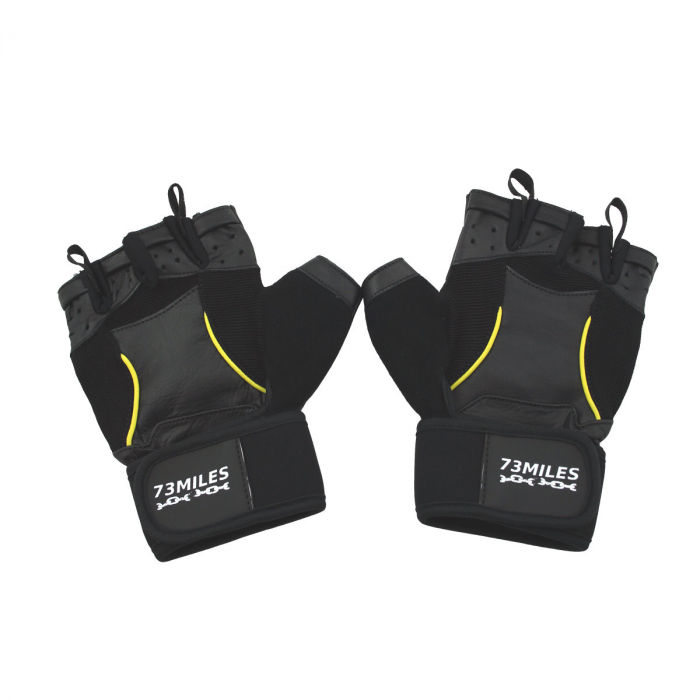 73MILES Leder Kraftsporthandschuhe Fitness Sport Bodybuilding Handschuhe Fingerlos S-XXL  G17