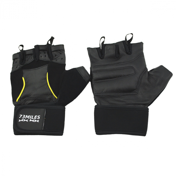 73MILES Leder Kraftsporthandschuhe Fitness Sport Bodybuilding Handschuhe Fingerlos S-XXL  G17