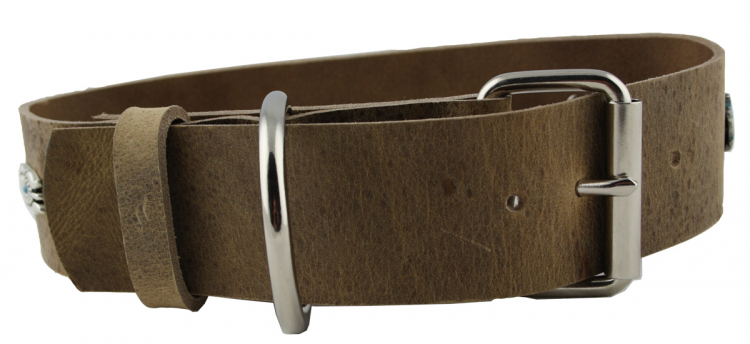 Hundehalsband Leder Indi02 Braun  Größe 55 - 61cm Breite 5cm