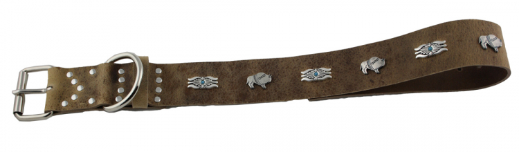 Hundehalsband Leder Indi02 Braun  Größe 55 - 61cm Breite 5cm