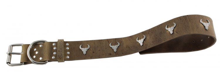 Hundehalsband Leder Indi03 Braun  Größe 55 - 61cm Breite 5cm