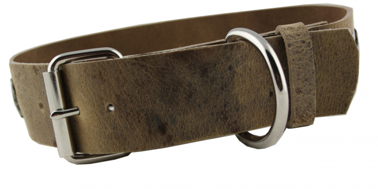 Hundehalsband Leder Indi03 Braun  Größe 55 - 61cm Breite 5cm