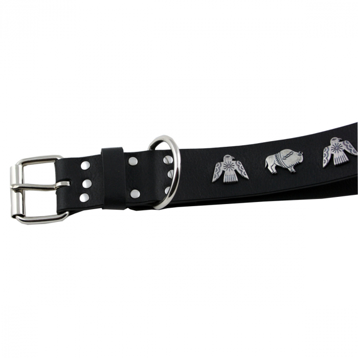 Hundehalsband Leder  Schwarz Halsumfang 56-62cm Breite 4cm Indi07 -