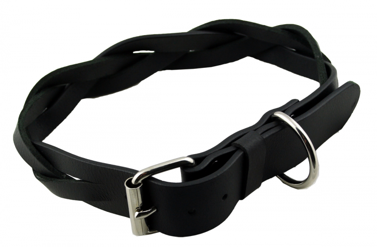 Hundehalsband Leder  Schwarz Halsumfang 46-52cm Breite 4cm Indi08