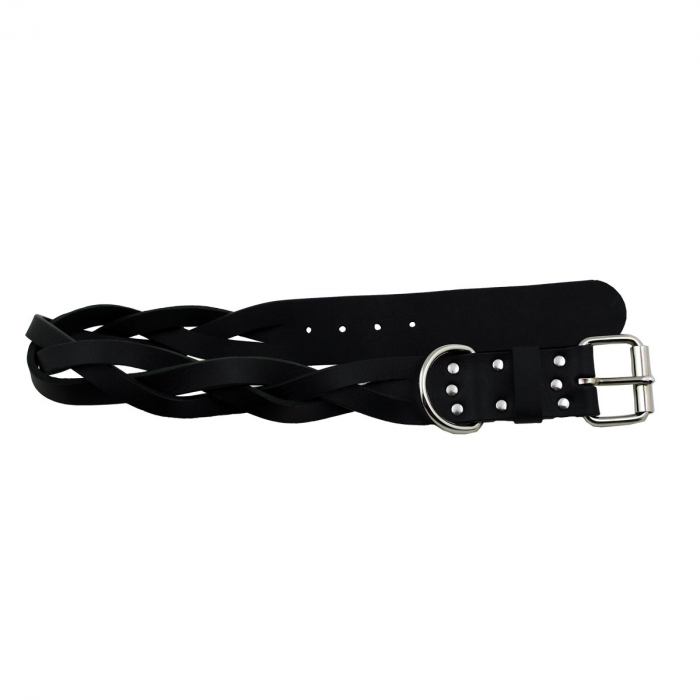 Hundehalsband Leder  Schwarz Halsumfang 40-46cm Breite 4cm Indi08