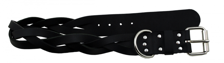 Hundehalsband Leder  Schwarz Halsumfang 54-60cm Breite 4cm Indi08