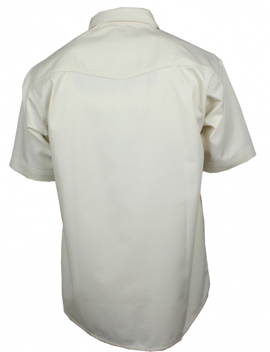 WESTERN-SPEICHER Jeanshemd Kurzarm Baumwolle Beige Perlmuttknöpfe in Hemdfarbe  Größe S - 4XL