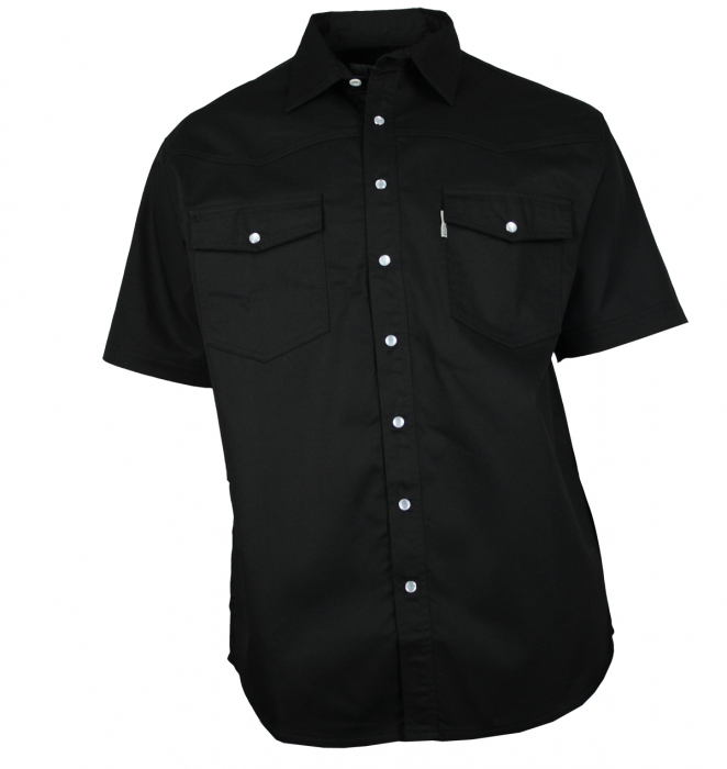 WESTERN-SPEICHER Jeanshemd Kurzarm Baumwolle schwarz  Größe S - 4XL