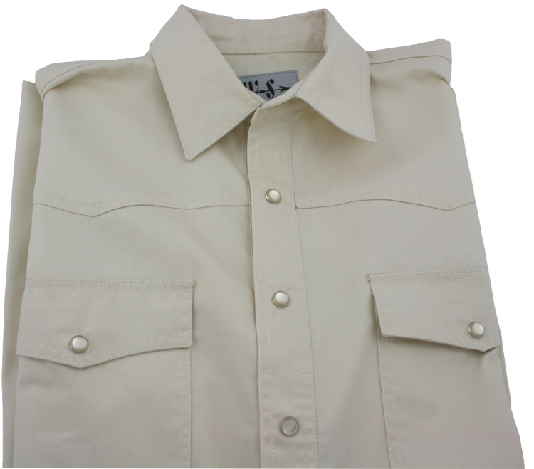 WESTERN-SPEICHER Jeanshemd Kurzarm Baumwolle Beige Perlmuttknöpfe in Hemdfarbe  Größe S - 4XL