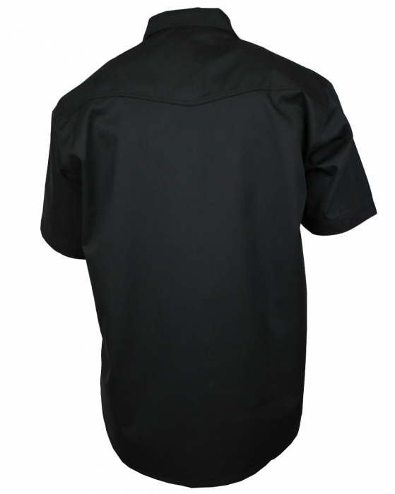 WESTERN-SPEICHER Jeanshemd Kurzarm Baumwolle schwarz Perlmuttknöpfe in Hemdfarbe Größe S - 4XL