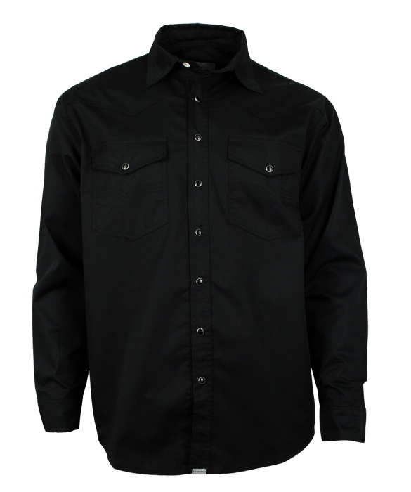 WESTERN-SPEICHER Freizeit Jeans Hemd Herren Baumwolle schwarz Druckknöpfe in Hemdfarbe S-5XL