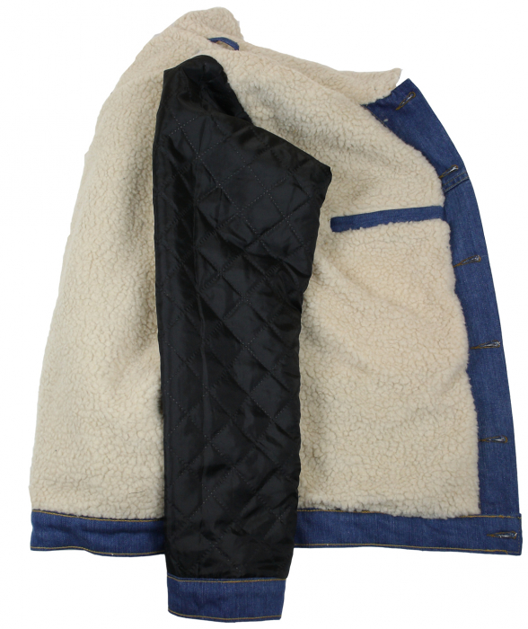 WESTERN-SPEICHER Winter Jeansjacke gefüttert Denim Herren Jacke Blau mit Teddyfutter S - 4XL
