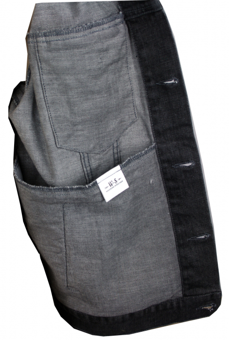 WESTERN-SPEICHER Jeansweste Herren Denim Biker Weste Kutte Fransen grau S - 4XL