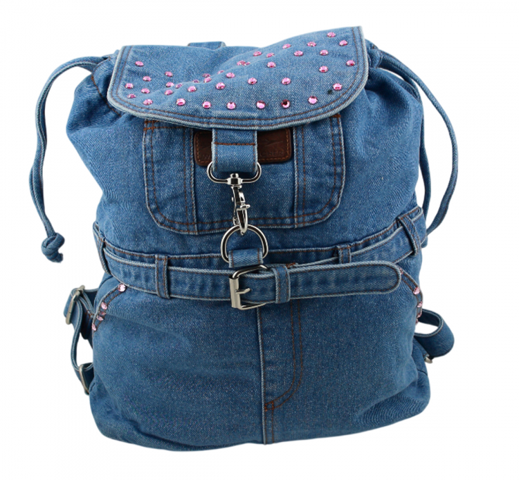 Jeans Rucksack Blau mit Swarovski-Elements Strass 21