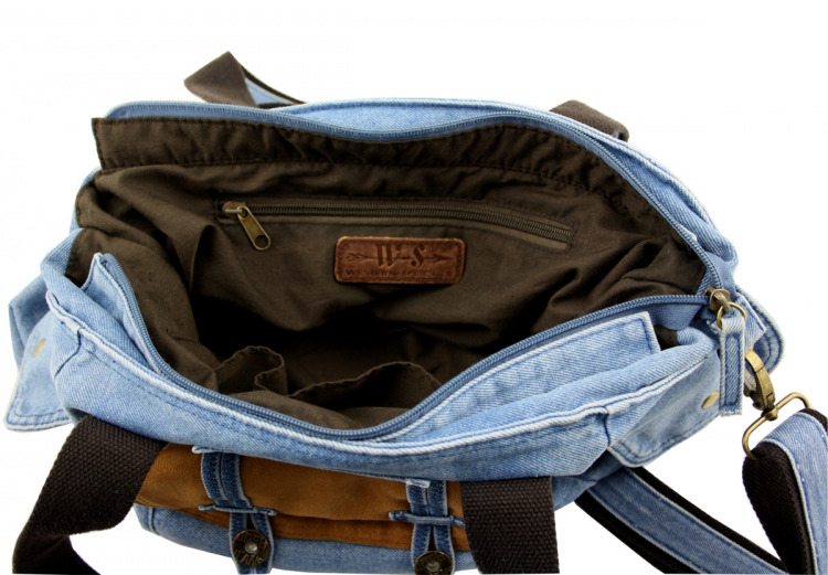 Jeanstasche Denim Schultertasche Blau mit Glas Steinen Strass C24