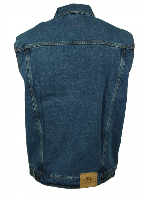 WESTERN-SPEICHER Jeansweste Herren Denim Biker Weste Kutte Basic blau S - 4XL