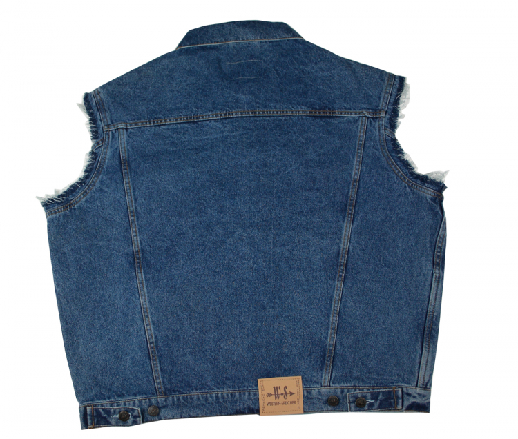 Jeansweste Basic Fransen Herren Denim Biker Weste Kutte blau S - 4XL