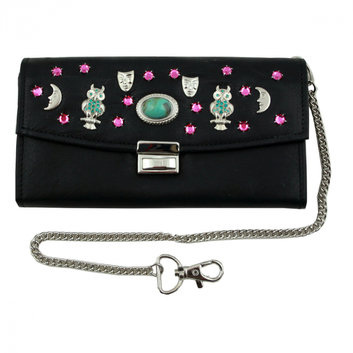 WESTERN-SPEICHER Kellnerbörse Portemonnaie Leder Strass  Swarovski Elements Lea 158