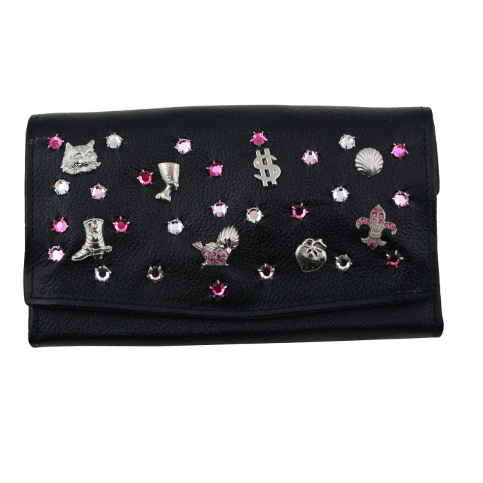 WESTERN-SPEICHER Große Geld Börse Portemonnaie Leder Strass  Swarovski Elements Lilli 212