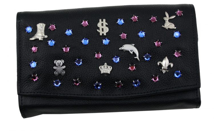 WESTERN-SPEICHER Große Geld Börse Portemonnaie Leder Strass  Swarovski Elements Lilli 215