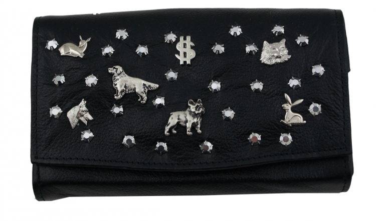 WESTERN-SPEICHER Große Geld Börse Portemonnaie Leder Strass  Swarovski Elements Lilli 217