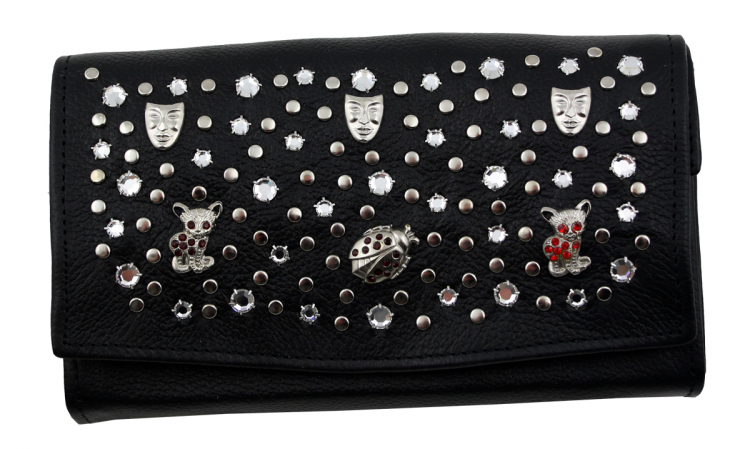 WESTERN-SPEICHER Große Geld Börse Portemonnaie Leder Strass  Swarovski Elements Lilli 176