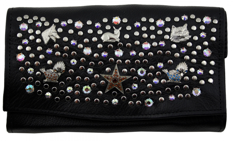 WESTERN-SPEICHER Große Geld Börse Portemonnaie Leder Strass  Swarovski Elements Lilli 197