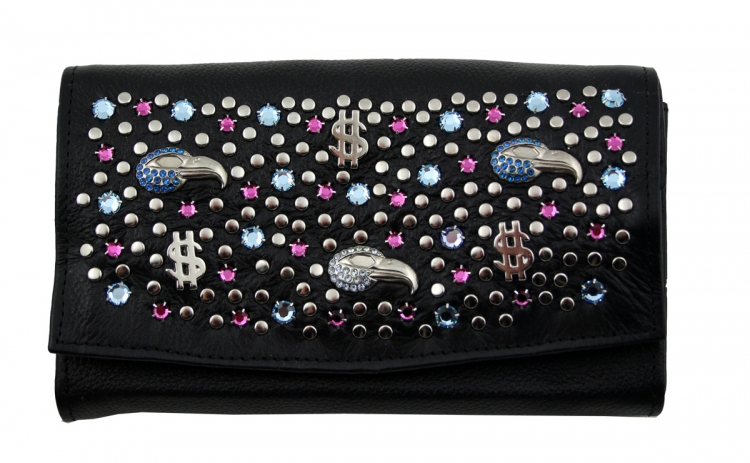 WESTERN-SPEICHER Große Geld Börse Portemonnaie Leder Strass  Swarovski Elements Lilli 198