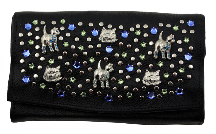 WESTERN-SPEICHER Große Geld Börse Portemonnaie Leder Strass  Swarovski Elements Lilli 200