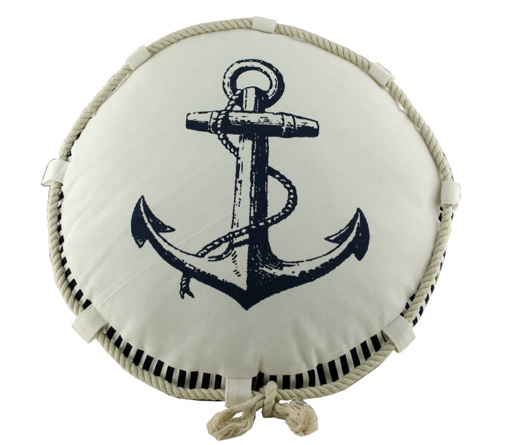 Rundes Deko Kissen Maritim Beige mit Kordel