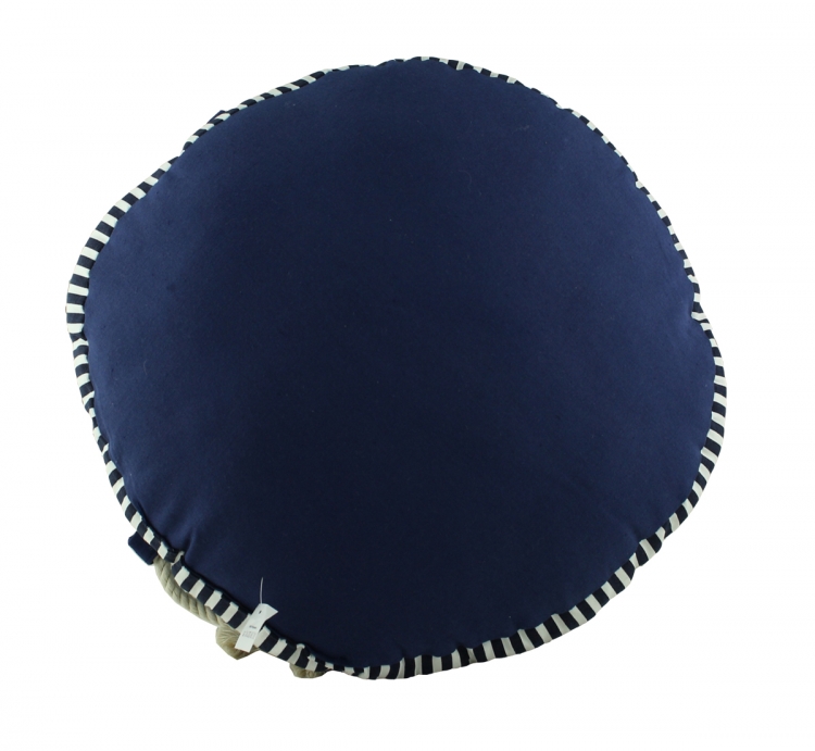 Rundes Deko Kissen Maritim Blau mit Kordel